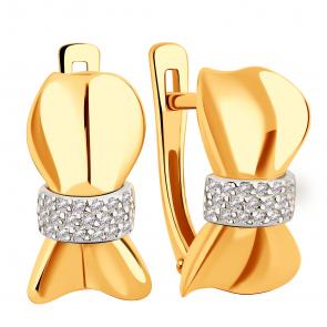 Золотые серьги ЮЗ Корона с фианитом К1-С5250 фото