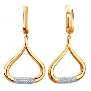 Золотые серьги ЮЗ Корона с фианитом К1-С5251 фото