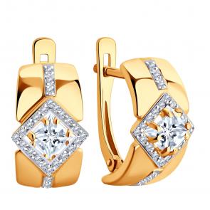 Золотые серьги ЮЗ Корона с фианитом К1-С5264 фото