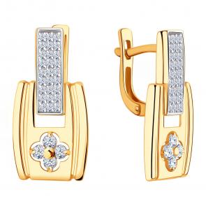 Золотые серьги ЮЗ Корона с фианитом К1-С5265 фото
