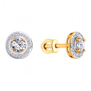 Золотые серьги ЮЗ Корона с фианитом К1-С5302 фото