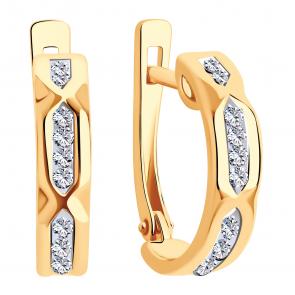 Золотые серьги ЮЗ Корона с фианитом К1-С5337 фото