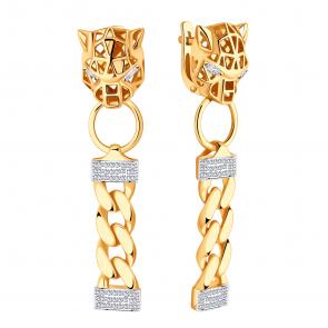 Золотые серьги ЮЗ Корона с фианитом К1-С5353 фото