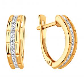 Золотые серьги ЮЗ Корона с фианитом К1-С5365 фото