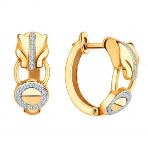 Золотые серьги ЮЗ Корона с фианитом К1-С5376 фото