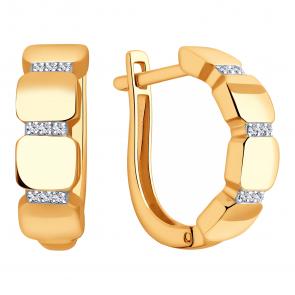 Золотые серьги ЮЗ Корона с фианитом К1-С5394 фото