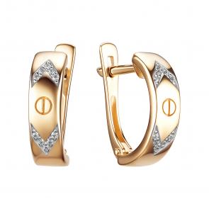 Золотые серьги ЮЗ Корона с фианитом К1-С5399 фото