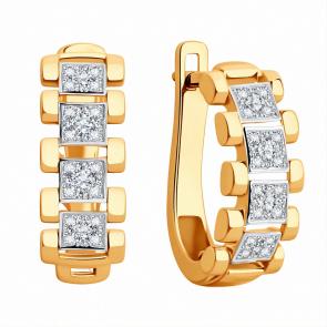 Золотые серьги ЮЗ Корона с фианитом К1-С5411 фото