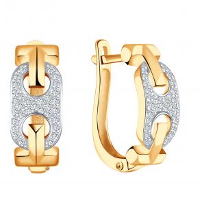 Золотые серьги ЮЗ Корона с фианитом К1-С5421 фото