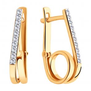 Золотые серьги ЮЗ Корона с фианитом К1-С5455 фото