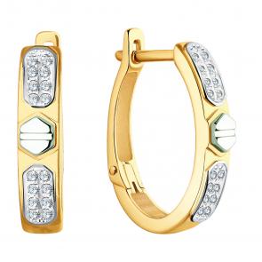 Золотые серьги ЮЗ Корона с фианитом К1-С5466 фото