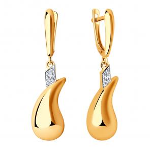 Золотые серьги ЮЗ Корона с фианитом К1-С5477 фото