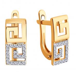 Золотые серьги ЮЗ Корона с фианитом К1-С5486 фото