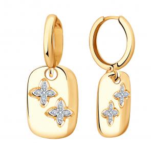 Золотые серьги ЮЗ Корона с фианитом К1-С5490 фото