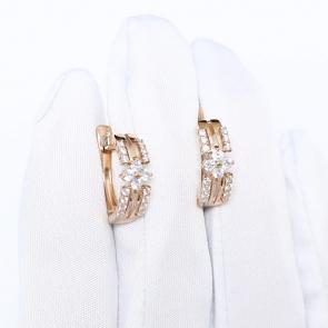 Золотые серьги ЮЗ Корона с фианитом К1-С5517 фото