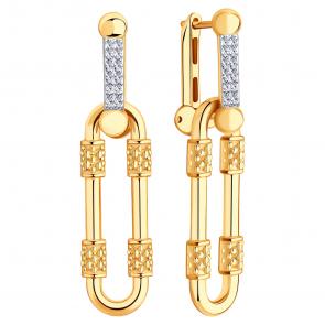 Золотые серьги-трансформеры ЮЗ Корона с фианитом К1-С5524 фото