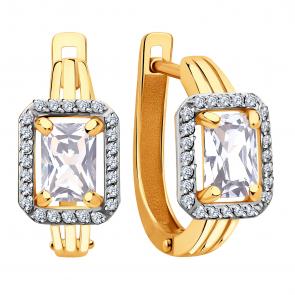 Золотые серьги ЮЗ Корона с фианитом К1-С5536 фото