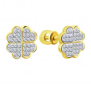 Серьги из лимонного золота ЮЗ Корона с фианитом К1-С5559л фото