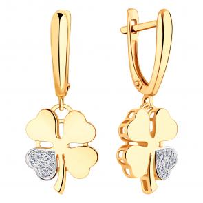 Золотые серьги ЮЗ Корона с фианитом К1-С5627 фото