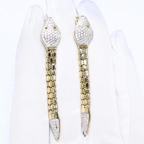 Серьги Символ года Змея из лимонного золота ЮЗ Корона с фианитом К1-С5642л фото