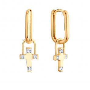 Золотые серьги-трансформеры ЮЗ Корона с фианитом К1-С5651 фото