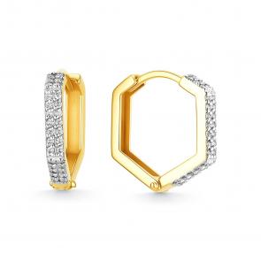 Серьги из лимонного золота ЮЗ Корона с фианитом К1-С5663л фото