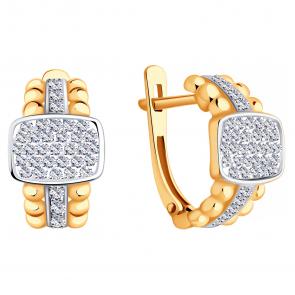 Золотые серьги ЮЗ Корона с фианитом К1-С5768 фото