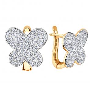 Золотые серьги ЮЗ Корона с фианитом К1-С5851 фото