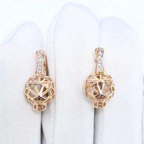 Золотые серьги ЮЗ Корона с фианитом К1-С5867 фото