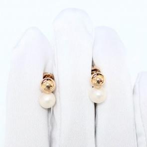 Золотые серьги ЮЗ Корона с жемчугом К1-С5950 фото