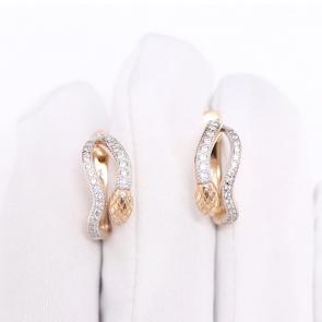 Золотые серьги Символ года Змея ЮЗ Корона с фианитом К1-С5951 фото