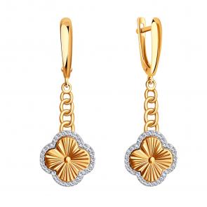 Золотые серьги ЮЗ Корона с фианитом К1-С6022 фото