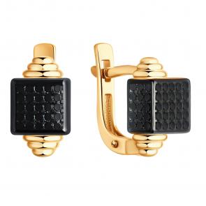 Золотые серьги ЮЗ Корона с фианитом К1-Сч4806 фото