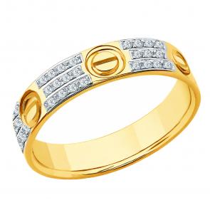 Кольцо из лимонного золота ЮЗ Корона с фианитом К1-к1334л фото