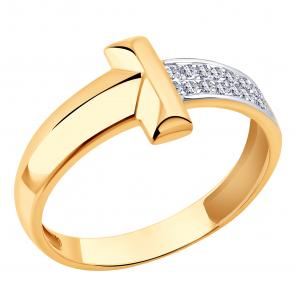Золотое кольцо ЮЗ Корона с фианитом К1-к4346 фото