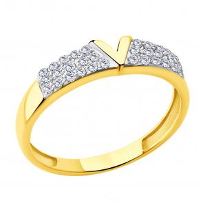 Кольцо из лимонного золота ЮЗ Корона с фианитом К1-к4434л фото