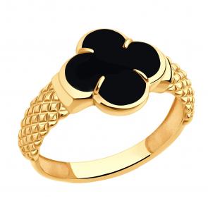 Золотое кольцо ЮЗ Корона с ониксом К1-к4480V79 фото