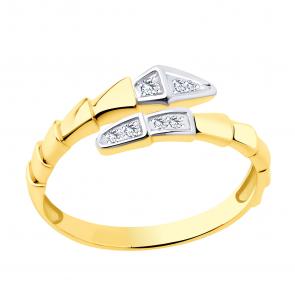 Кольцо Символ года Змея из лимонного золота ЮЗ Корона с фианитом К1-к4748л фото