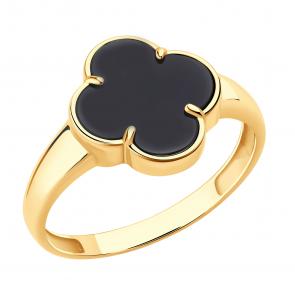 Золотое кольцо ЮЗ Корона с ониксом К1-к4895V79 фото