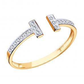 Золотое кольцо ЮЗ Корона с фианитом К1-к4910 фото