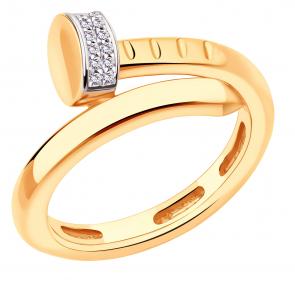 Золотое кольцо ЮЗ Корона с фианитом К1-к4925 фото
