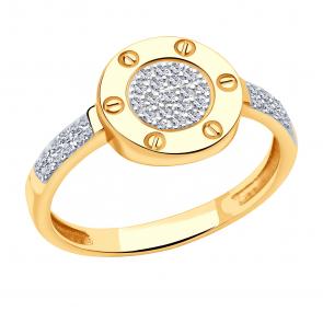 Золотое кольцо ЮЗ Корона с фианитом К1-к5007 фото