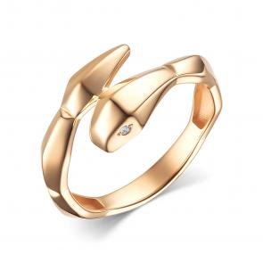 Золотое кольцо Символ года Змея ЮЗ Корона с фианитом К1-к5392 фото