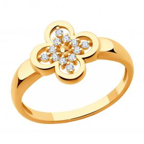 Золотое кольцо ЮЗ Корона с фианитом К1-к5545 фото