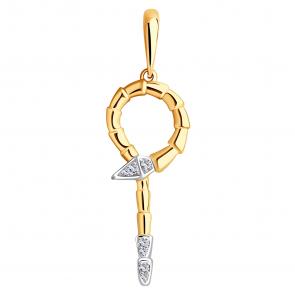 Золотая подвеска Символ года Змея ЮЗ Корона с фианитом К1-п4748 фото