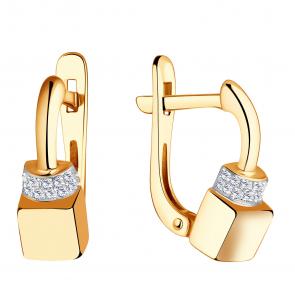 Золотые серьги ЮЗ Корона с фианитом К1-с1306 фото