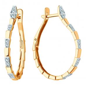 Золотые серьги Символ года Змея ЮЗ Корона с фианитом К1-с1364 фото