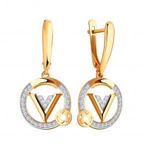 Золотые серьги ЮЗ Корона с фианитом К1-с1442 фото