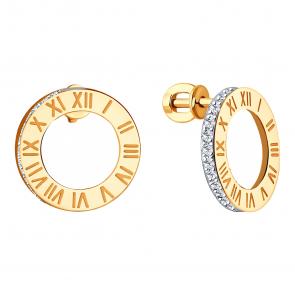 Золотые серьги ЮЗ Корона с фианитом К1-с4135 фото