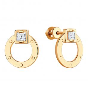 Золотые серьги ЮЗ Корона с фианитом К1-с4174V62 фото